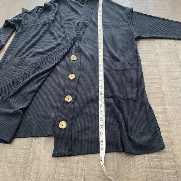 Intimately Free People Cardigan Size XS Ribbed Slouchy Oversized Black Sweater - Picture 11 of 16